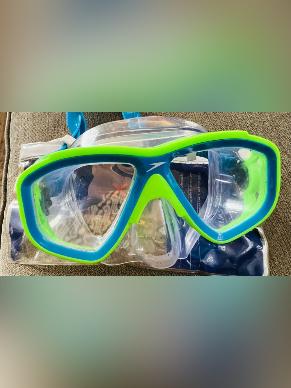 Speedo Kids Swim Mask - Bright Green & Blue Goggles